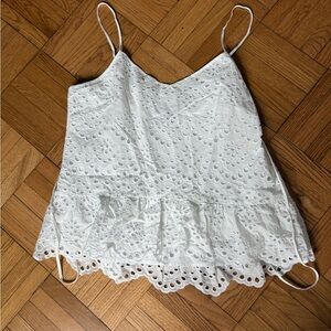 Women's White Eyelet Ruffle Cami Top White House black market